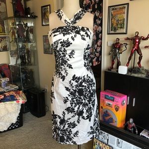 Unique Vintage Black white halter dress Medium NWT